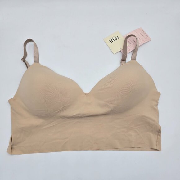 TRUE Longline Bra Womens Large Nude True Body Boost Seamless Adjustable Padded - Picture 2 of 8